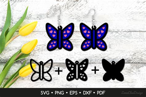 Layered Butterfly Earring Svg Graphic By Lanacluedesign Creative Fabrica