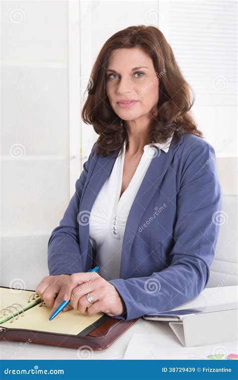 Successful Older Business Woman Sitting At Office Stock Image Image