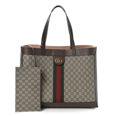 Gucci Gg Supreme Monogram Web Large Ophidia Tote Brown