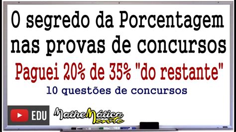 10 PROBLEMAS DE PORCENTAGEM MACETES Prof Robson Liers