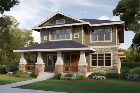 Premium AI Image | A rendering of a home with a front porch and front ...