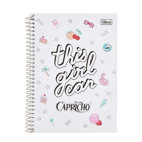 Caderno Espiral Capa Dura Colegial Mat Rias Capricho Folhas