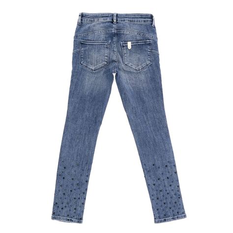 Liu Jo Outlet Jean En Denim Usé Avec Strass Denim Jeans Liu Jo