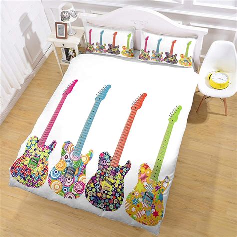 YCLJFQY Funda Nórdica Guitarra De Música Creativa Colorida Microfibra