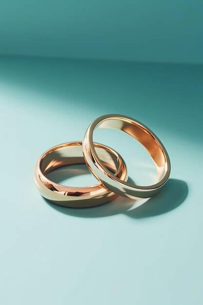 Premium Ai Image A Pair Of Gold Wedding Rings On Pastel Background