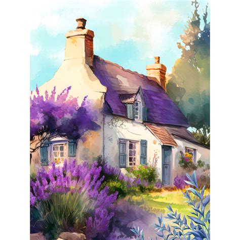 Diamond Painting Lavender Cottage 005, Full Image - Painting