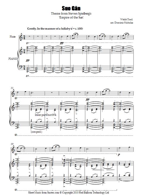 Theme From Empire Of The Sun Suo Gan Sheet Music For Flute