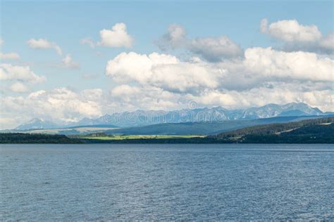 Orava Reservoir with Mountains in the Background Stock Photo - Image of ...