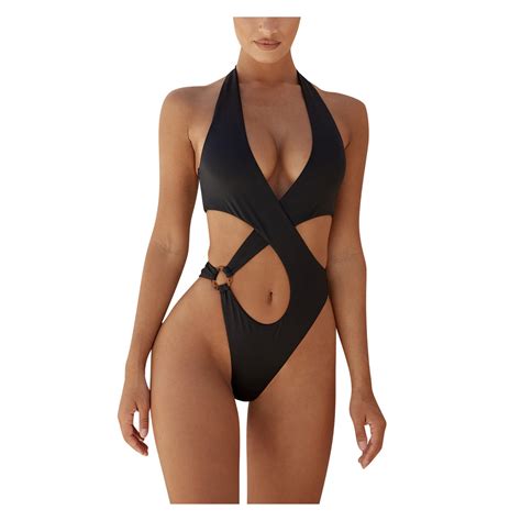 Stormdoing Womens Sexy One Piece Halterneck Swimsuits Bikini One Piece