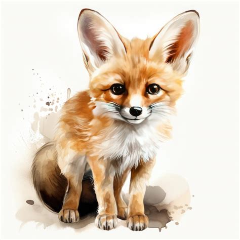 Premium Photo Watercolor Colorful Fennec Fox Illustration Generative Ai