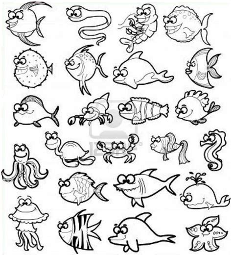 Dibujo De Varios Peces Y Animales Marinos Para Colorear Colorea Tus