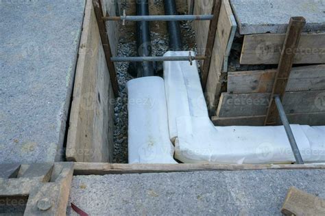 Construction site, manhole for pipes in the street 24806217 Stock Photo ...