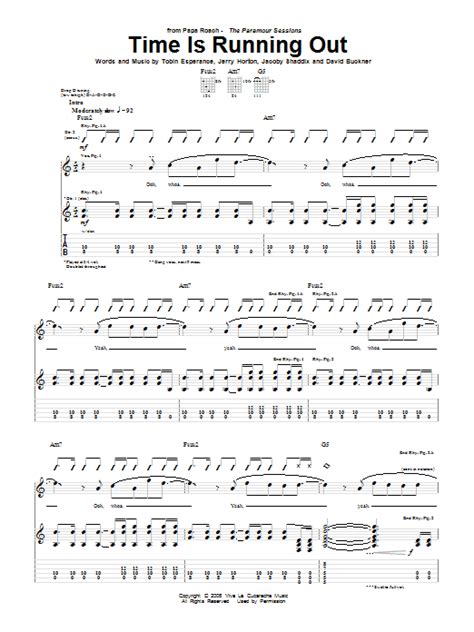 Time Is Running Out By Papa Roach Sheet Music For Guitar Tab At Sheet