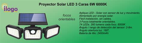 Iluminación Solar. Foco 6w 3 caras – ilogo – Iluminación Llémena