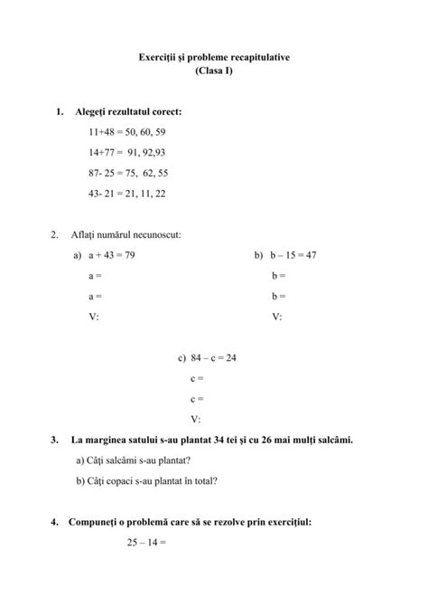 Academiaabc Exerciţii şi Probleme Recapitulative Clasa I