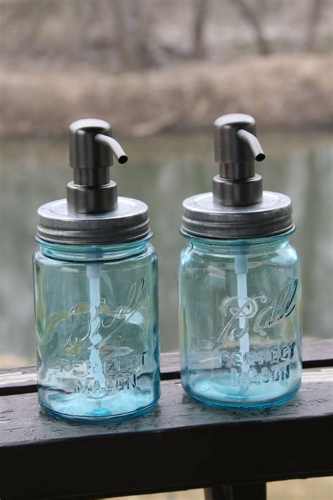 Clean Up With These Blue Mason Jar Soap Dispensers From Etsy Mason