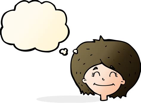 Cartoon Happy Female Face With Thought Bubble 41015919 Png