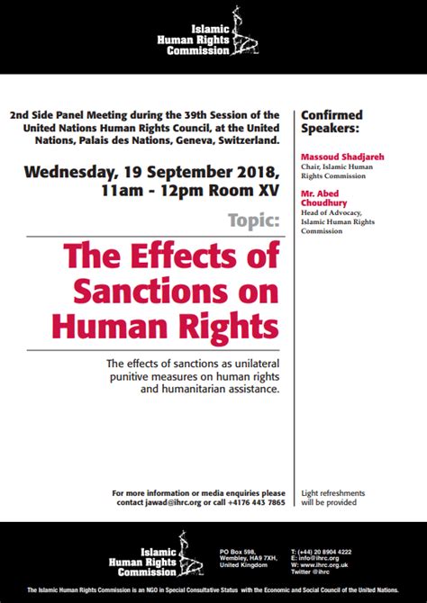 United Nations Side Panel The Effects Of Sanctions On Human Rights Ihrc