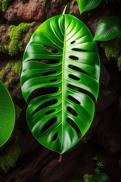 Hojas Verdes De La Planta Nativa Monstera Epipremnum Pinnatum Liana Que