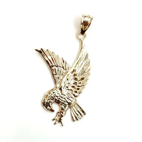 K Yellow Gold Eagle Pendant Charm Gift Fine Jewelry Unisex Etsy