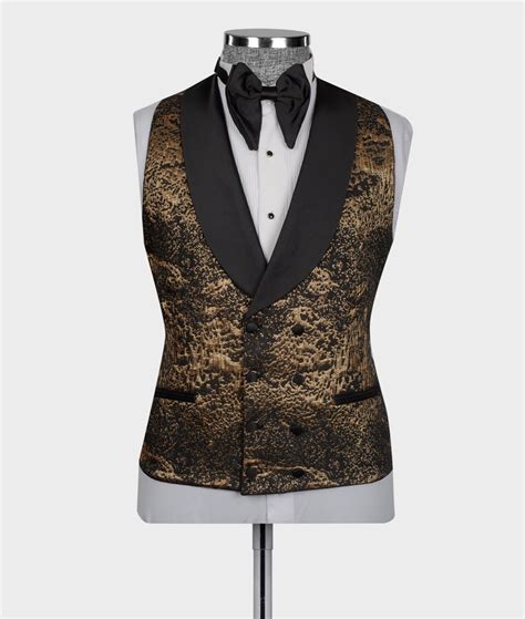 Petroleum Collection Gold And Black Satin Shawl Lapel Melvins Couture