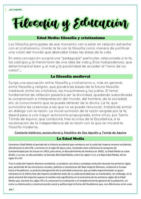 Edad Media Y Los Primeros Filosofos Carreras Lexipedia Udocz