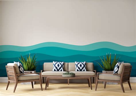 Ocean Wave Blue Wallpaper, Abstract Wave Wallpaper, Peel and Stick ...