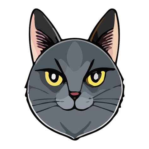 Un Dibujo De Un Gato Gris Con Ojos Amarillos Personaje De Gato De