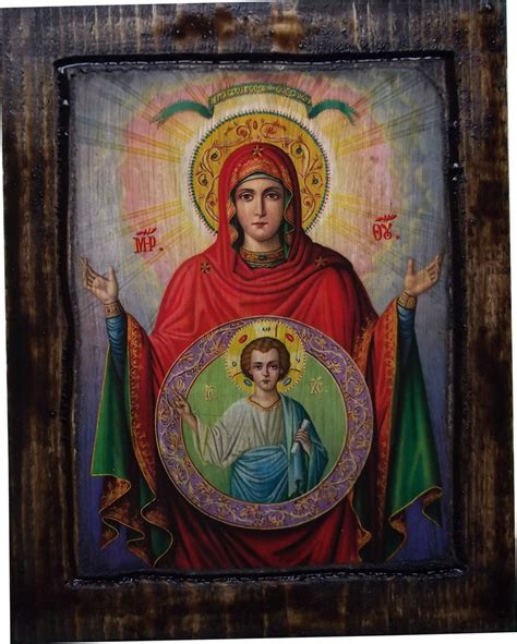 VIRGIN MARY Orthodox icon on wood handmade 22.5cm x 17cm