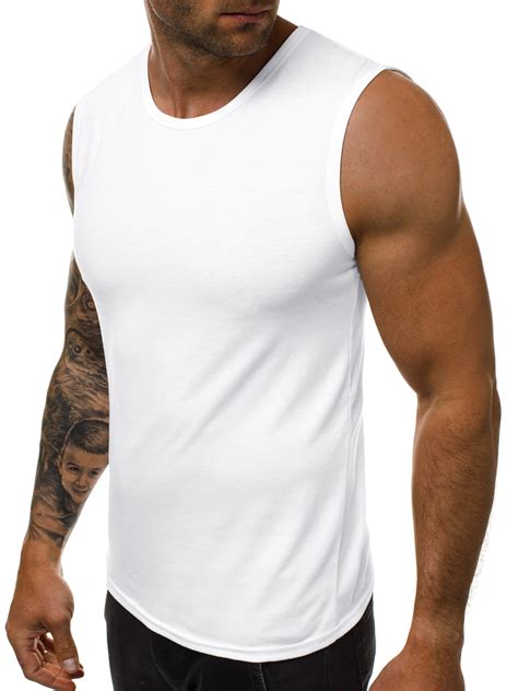 Camiseta Sin Mangas De Hombre Blanco Ozonee Js 99001 Ozonee