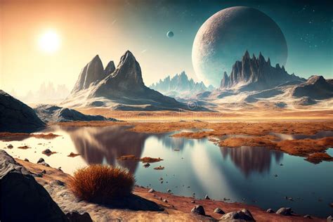 Extraterrestrial Landscape Scenery Of Alien Planet In Deep Space