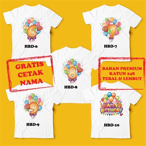 Jual Premium Kaos Ulang Tahun Anak Kaos Happy Birthday Couple