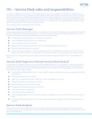 Fillable Online ITIL Service Desk Roles And Responsibilities Fax Email