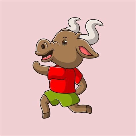 Premium Vector | Cute bull cartoon running