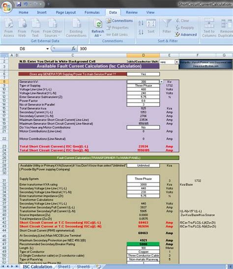 Short Circuit Calculations Excel Neloiowa