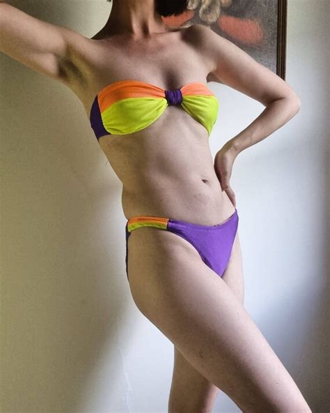 RAD 1980s Neon Bandeau Bikini 80s Vintage Retro Gem