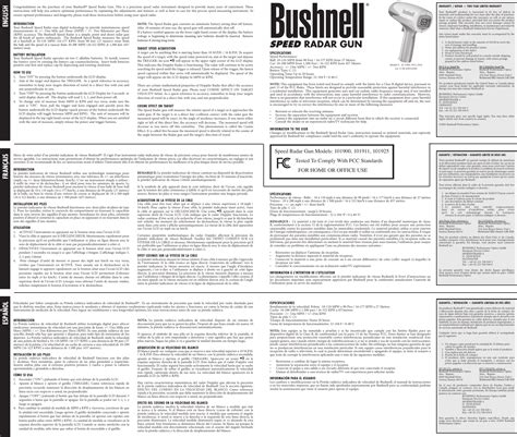 Bushnell Speed Radar Gun 10 1911 Users Manual 1900 6 LIM