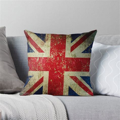 Grunge Union Jack Scratched Metal Effect Throw Pillow For Sale By