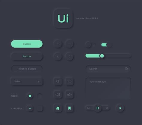 Elementos De Design De Estilo Neomorfismo Neomorphic Ui Kit Vetor Premium