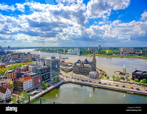 An Aerial View Of The Port And Docks In Antwerp Antwerpen Belgium