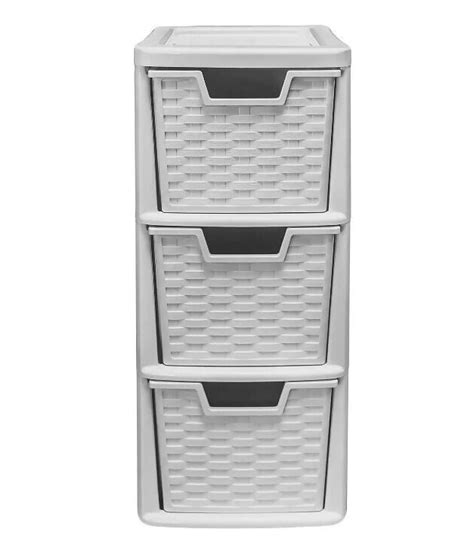 2 Set 3 Drawer Medium Rattan Plastic Tower Storage Unit School Home