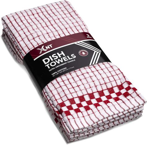 Xlnt Red Kitchen Towels 3 Pack 100 Cotton Dish Towels