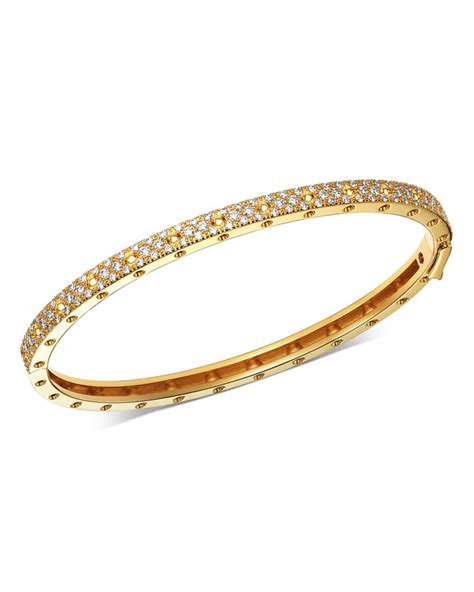 Roberto Coin 18k Yellow Gold Symphony Pois Moi Diamond Hinged Bangle Bracelet In Whitegold