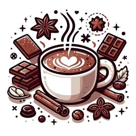 Hot Cocoa Vector Silhouettes On Solid White Background Premium AI