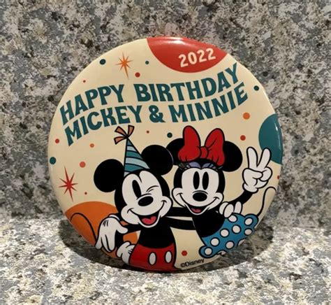 Disney Button Disneyland Happy Birthday Mickey Minnie Mouse