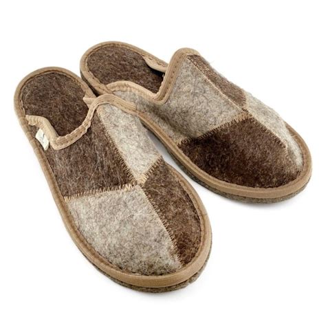 Тапочки домашние мужские из натуральной шерсти "Домино". Войлок