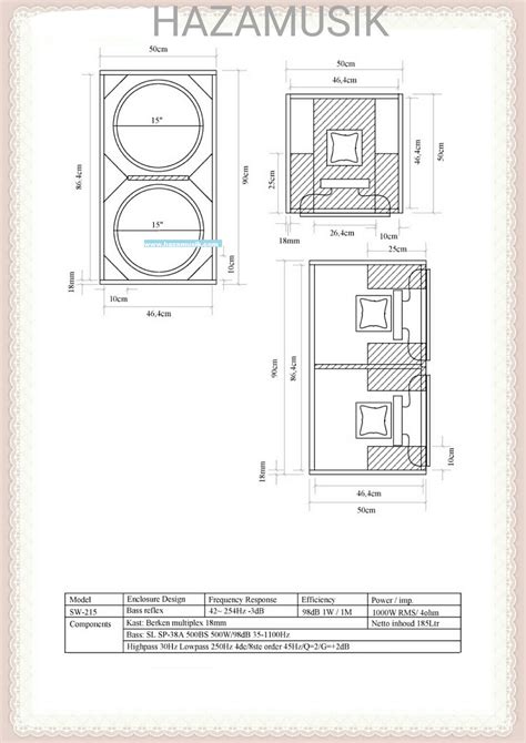 Skema Box Speaker 15inch Isi 2 Subwoofer Lapangan HAZA MUSIK