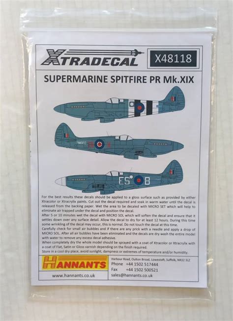 Xtradecal Supermarine Spitfire Pr Mk Xix