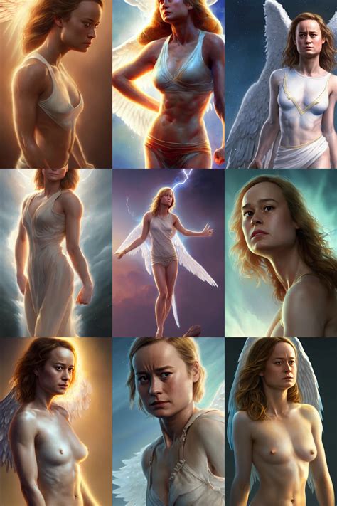 Brie Larson As A Heavenly Angel Anatomy Bathed In Stable Diffusion