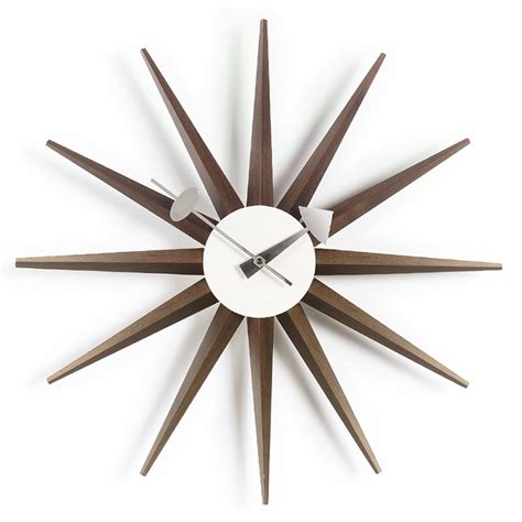 VITRA horloge murale SUNBURST CLOCK Noyer Métal bois